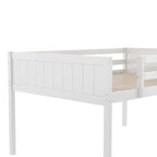 Cama alta baja de madera de tamaño completo con escalera, la escalera se puede colocar a la izquierda o a la derecha