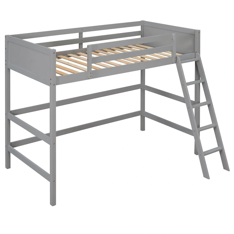 Cama alta individual con escalera
