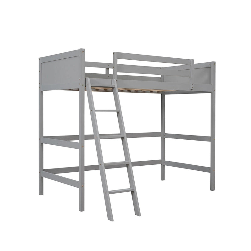 Cama alta individual con escalera