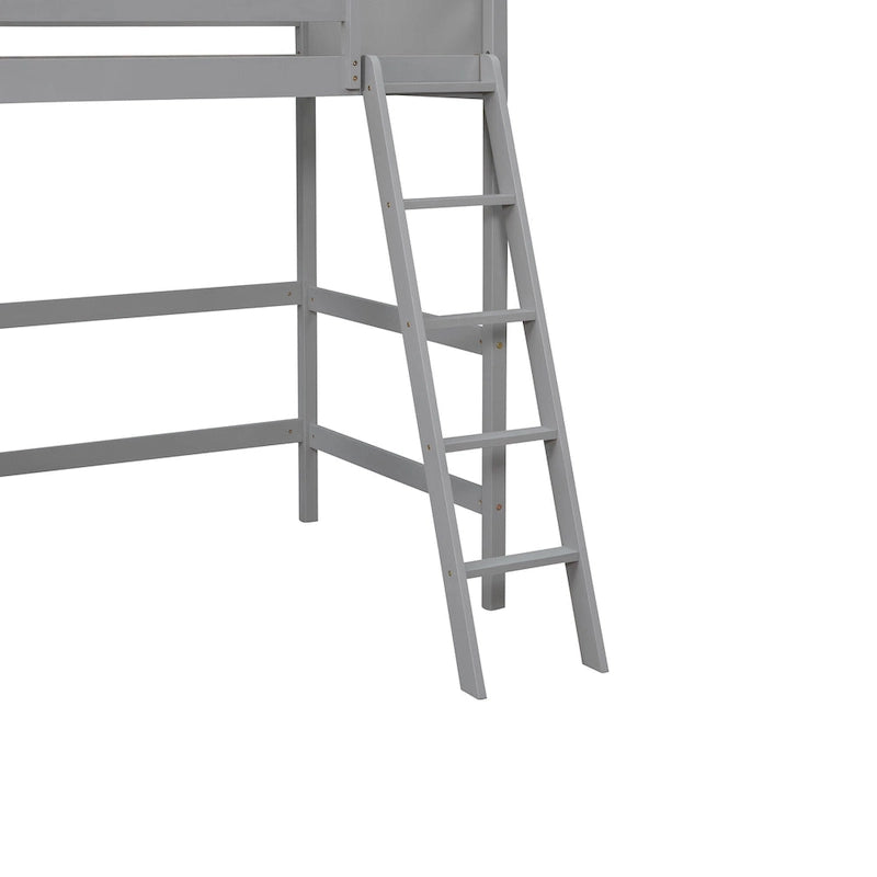 Cama alta individual con escalera