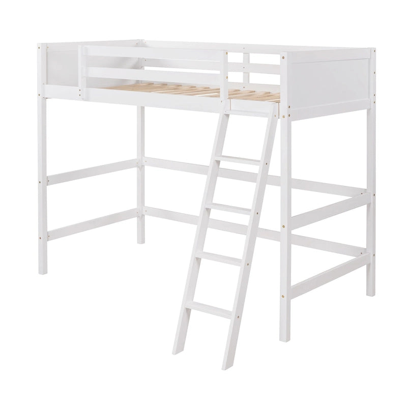 Cama alta individual con escalera