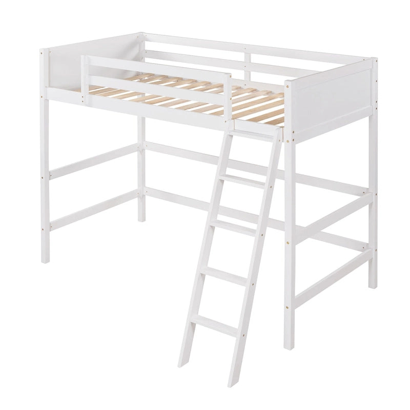 Cama alta individual con escalera