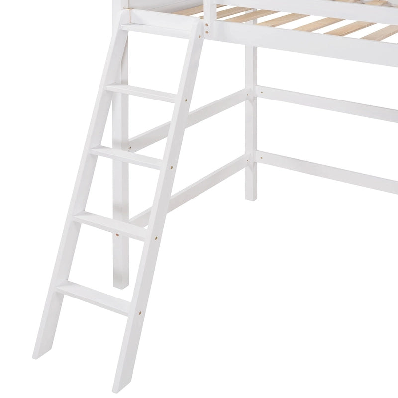 Cama alta individual con escalera