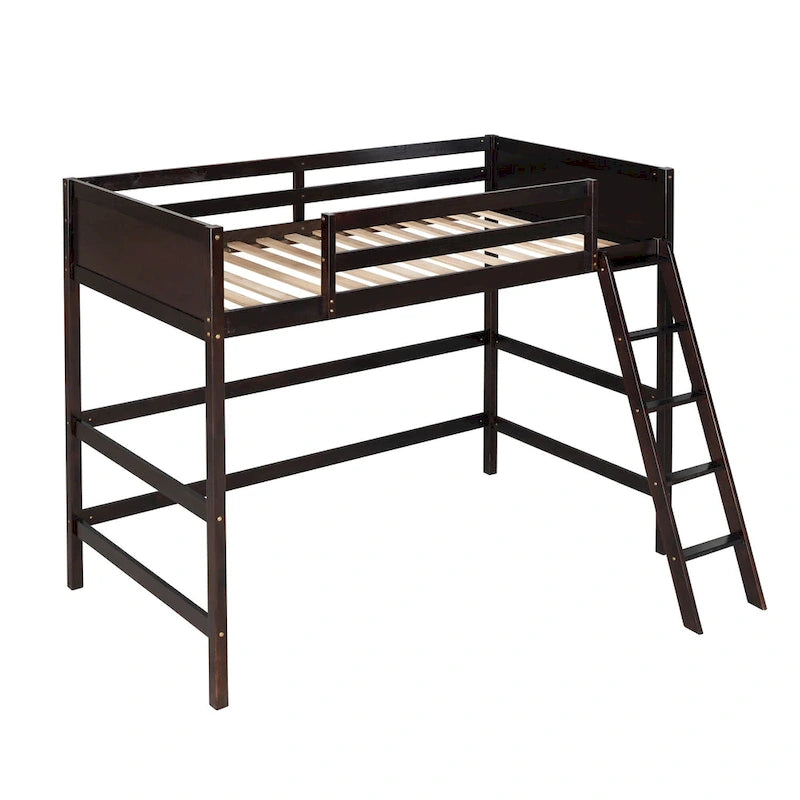 Cama alta individual con escalera