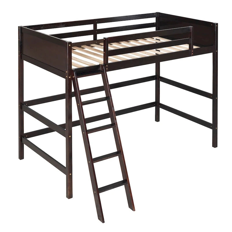 Cama alta individual con escalera
