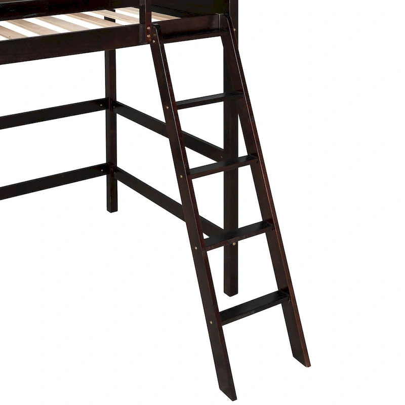 Cama alta individual con escalera