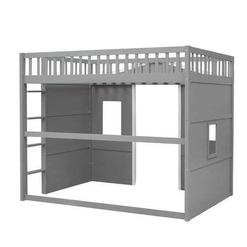 Casa Cama Creativa de Madera de Tamaño Completo con Escalera