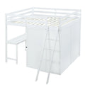 Full Size Loft Bed with Wardrobe and Desk and Shelves