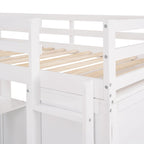 Cama alta individual con cajones, escritorio y armario