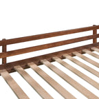 Cama alta doble de madera de pino color nogal con tobogán convertible