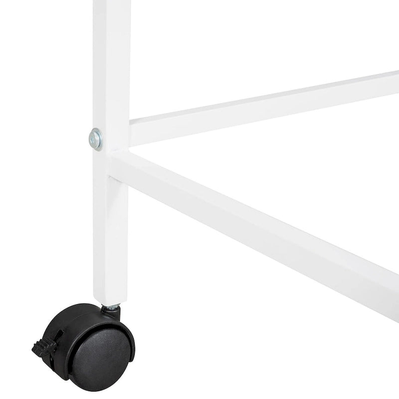 Cama alta doble sobre baja con escritorio rodante y estantes, cama de metal doble con soporte de láminas de acero, para adolescentes, niños y niñas