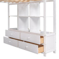 Full Size Loft Bed with Built-in Desk with Drawers and Shelves