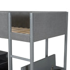 Cama de madera tipo loft con forro polar Teddy tamaño Twin