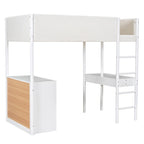 Cama de madera tipo loft con forro polar Teddy tamaño Twin