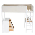 Cama de madera tipo loft con forro polar Teddy tamaño Twin