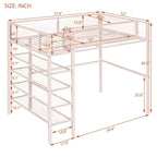 Cama loft individual de metal con estantes de 4 niveles y almacenamiento