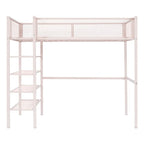 Cama loft individual de metal con estantes de 4 niveles y almacenamiento
