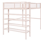 Cama loft individual de metal con estantes de 4 niveles y almacenamiento