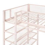 Cama loft individual de metal con estantes de 4 niveles y almacenamiento
