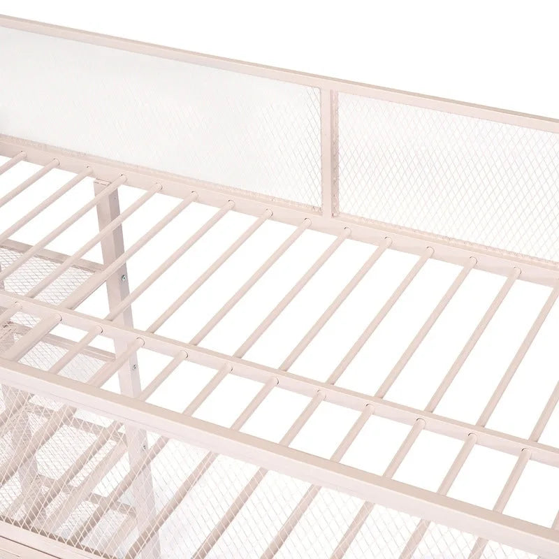 Cama loft individual de metal con estantes de 4 niveles y almacenamiento