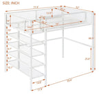Cama loft individual de metal con estantes de 4 niveles y almacenamiento