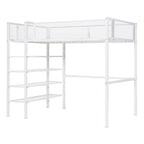 Cama loft individual de metal con estantes de 4 niveles y almacenamiento