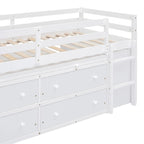 Cama alta individual con escritorio y cajones