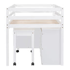 Cama alta individual con escritorio y cajones